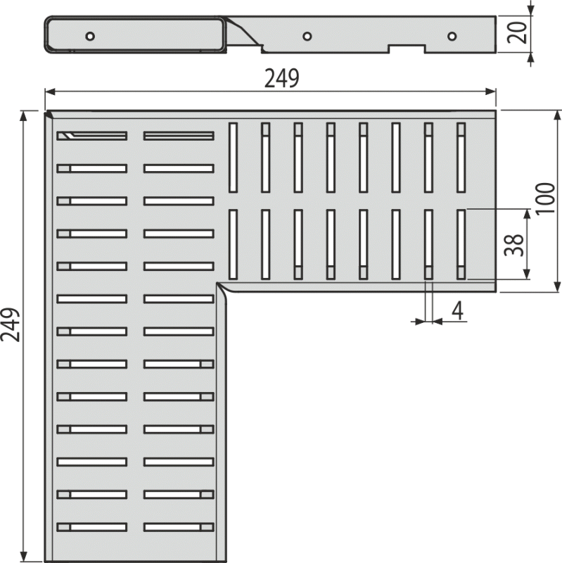 Решетка для дренажного углового желоба 100 мм, нержавеющая сталь ALCAPLAST ADZR322R - Вид №1
