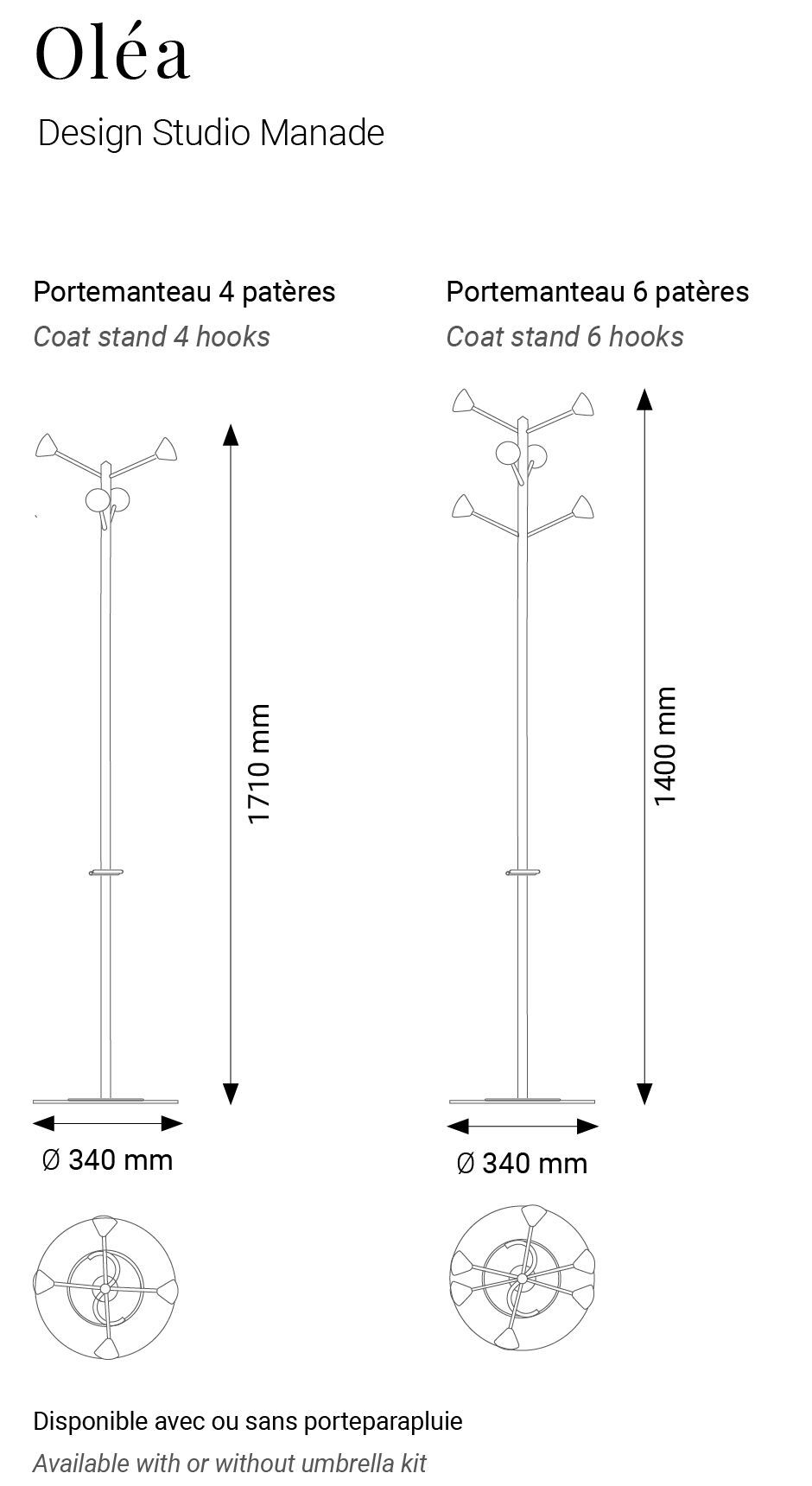 Стальная и деревянная напольная вешалка Manade Oléa ARCH-00000015 - Вид №5
