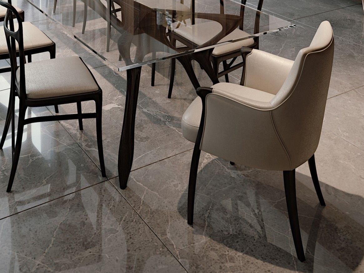 Мягкий стул из ткани и кожи с подлокотниками Bellotti Ezio ARCH-00023516