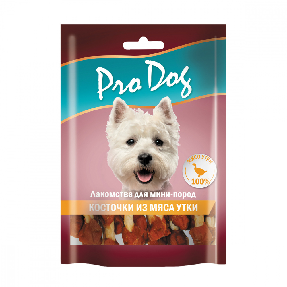ПР0054137 Лакомство для собак Косточки из мяса утки для мини-пород 55г PRO DOG 