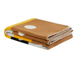 Plaid double face a pois e a righe in lana merino