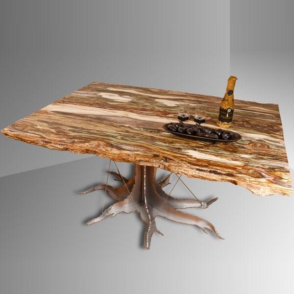 ANTICO TRENTINO Низкий круглый журнальный столик из полимера Tavoli in legno pietrificato sun-id-1452581 - Вид №7