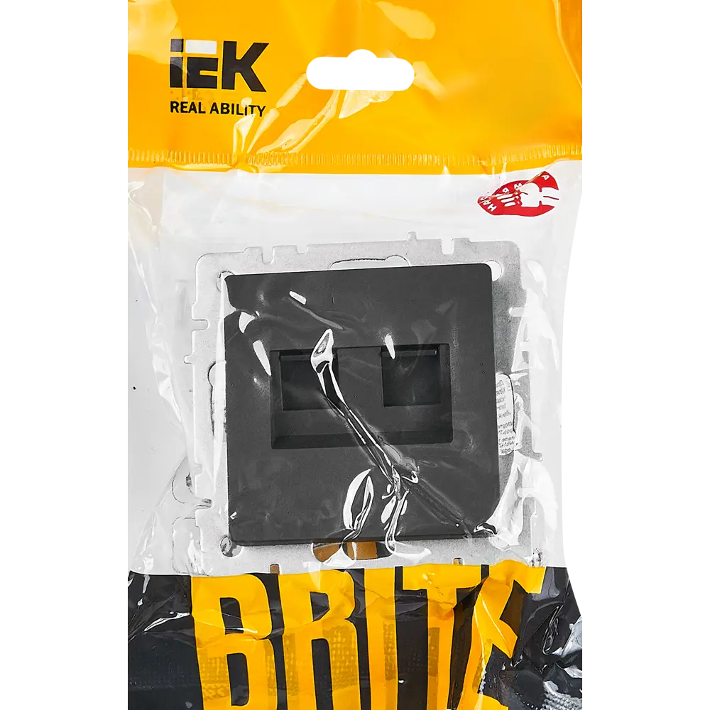 Розетка двойная встраиваемая IEK Brite РК/Т12-БрГ без заземления цвет графит 87761587 STLM-2190866 - Вид №4