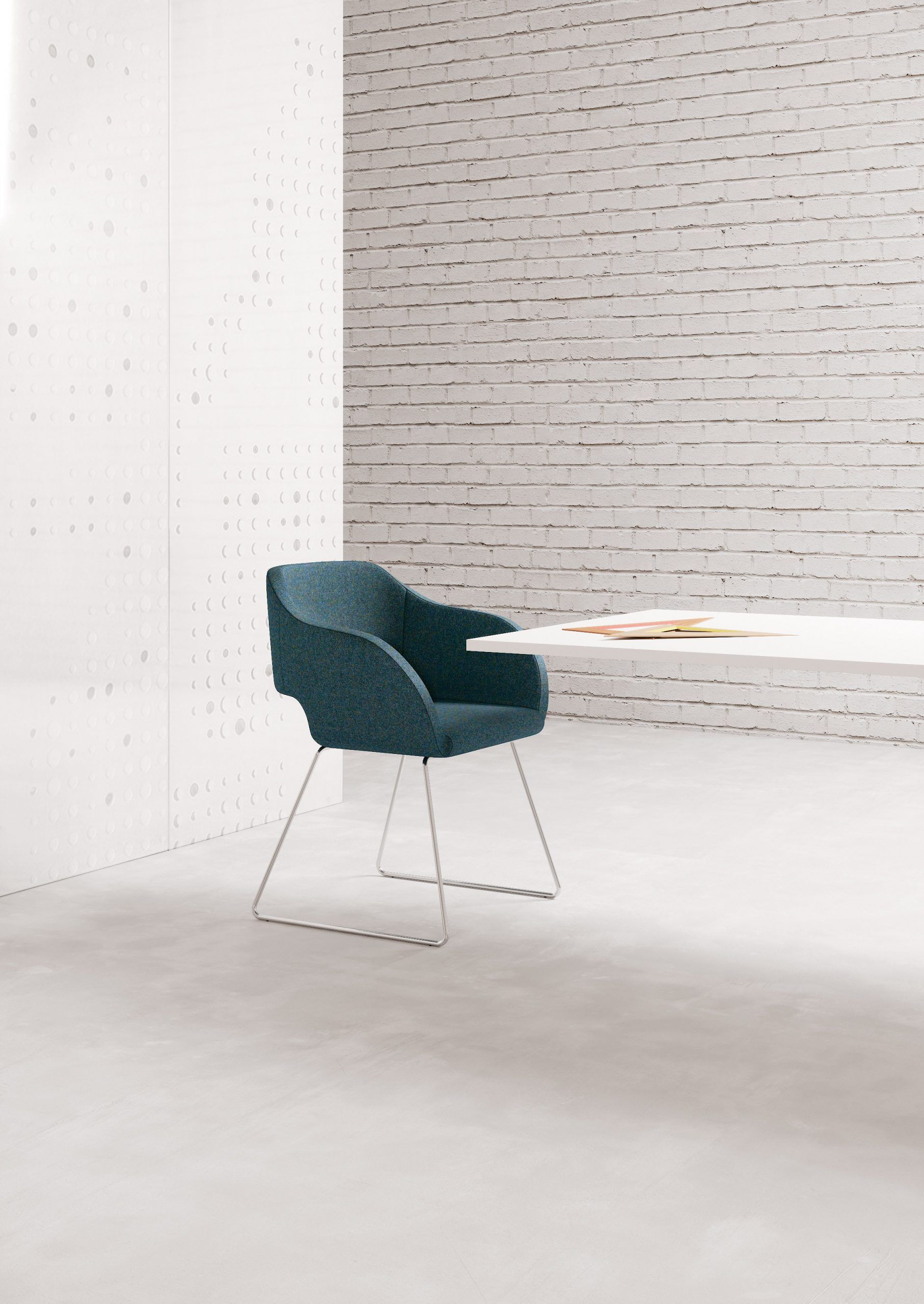 Стул для салазок из ткани с подлокотниками для залов ожидания Las Mobili REGIA ARCH-00100827 - Вид №1