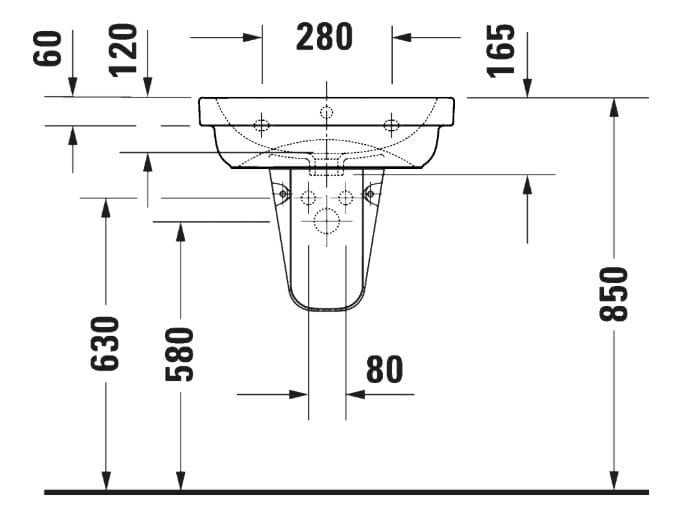 Керамическая раковина с переливом Duravit D-Code ARCH-00080482 - Вид №5