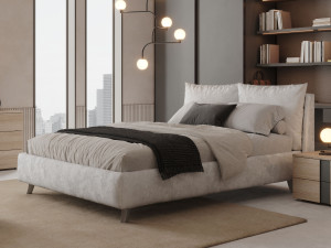 Двуспальная кровать с кожаной обивкой