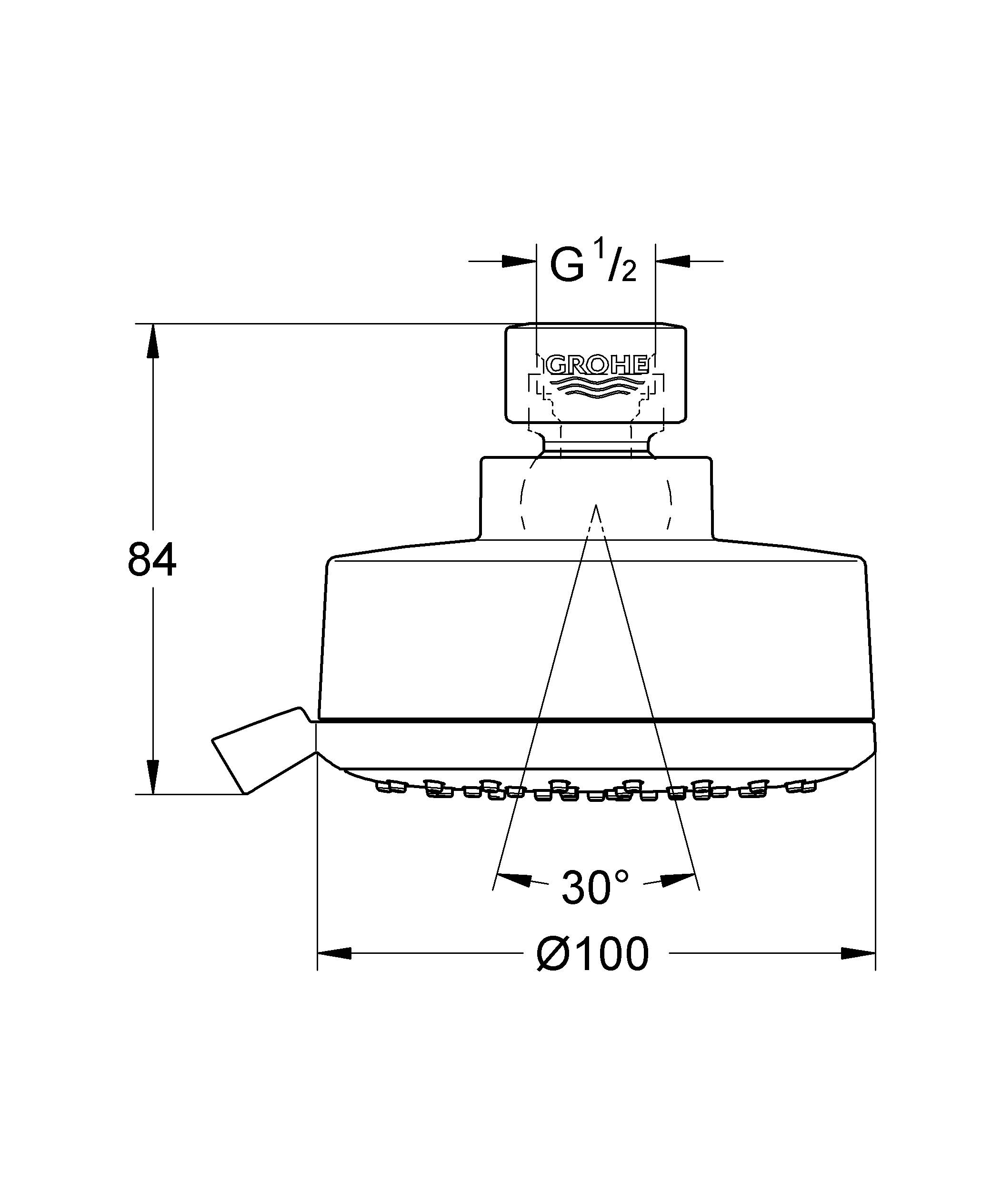 Верхний душ GROHE New Tempesta Cosmopolitan 100 IV, 9,5 л/мин, хром (27591001) - Вид №1