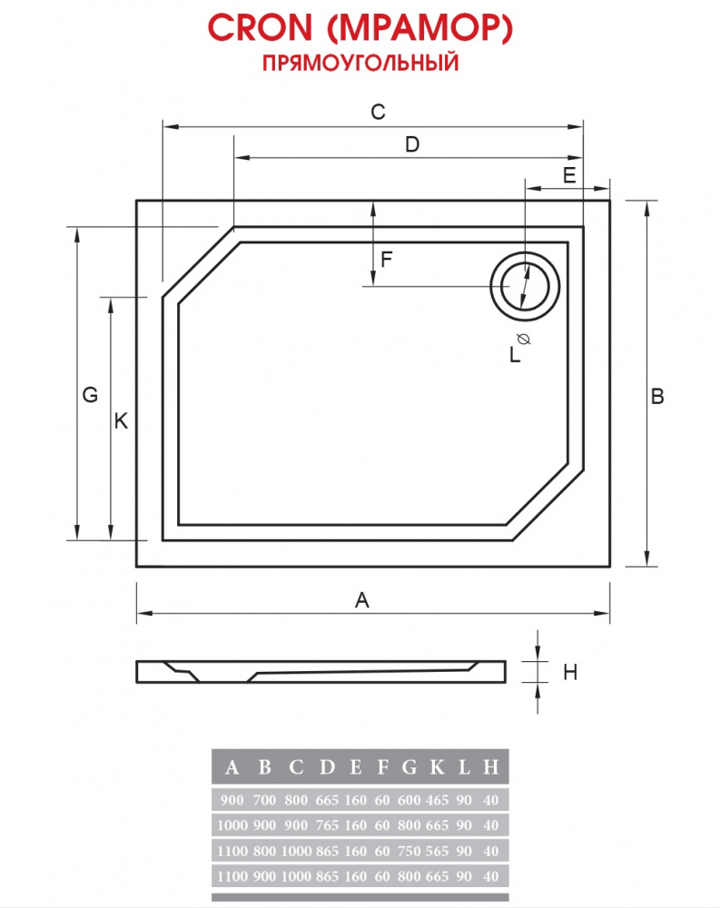 Поддон для душа ALPEN Cron 90 APS0062 - Вид №3