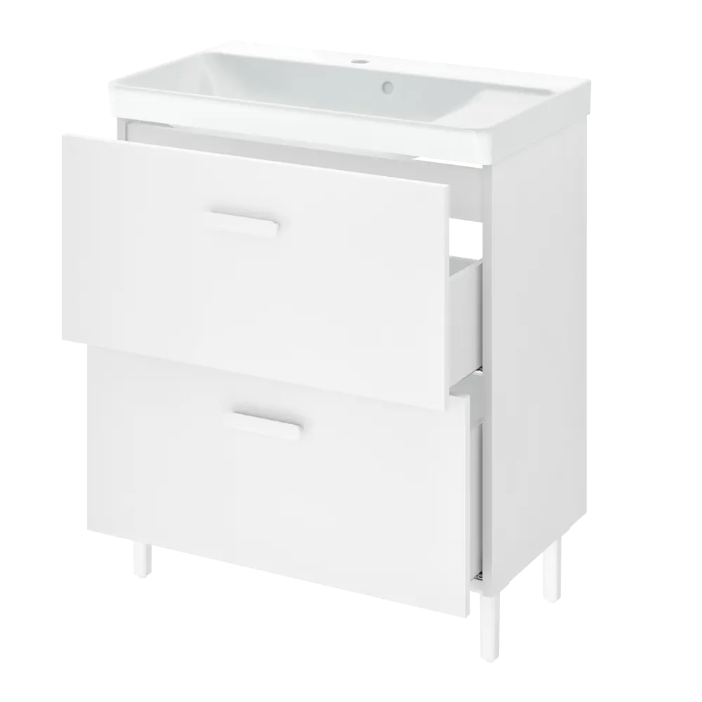 Тумба под раковину Sensea Easy 70 см напольная с двумя ящиками цвет белый STLM-2126855 - Вид №3
