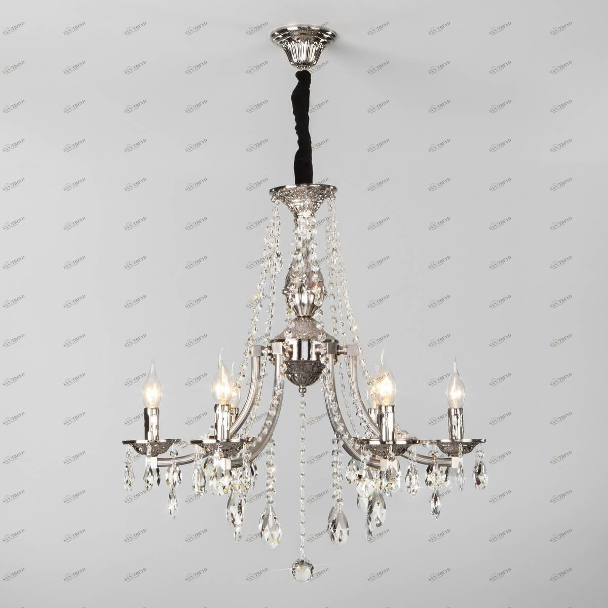 Люстра подвесная серебристая Bogates Liguria 314/6 Strotskis BOGATES ДИЗАЙНЕРСКИЕ, СВЕЧИ 00-3888437 Серебро 