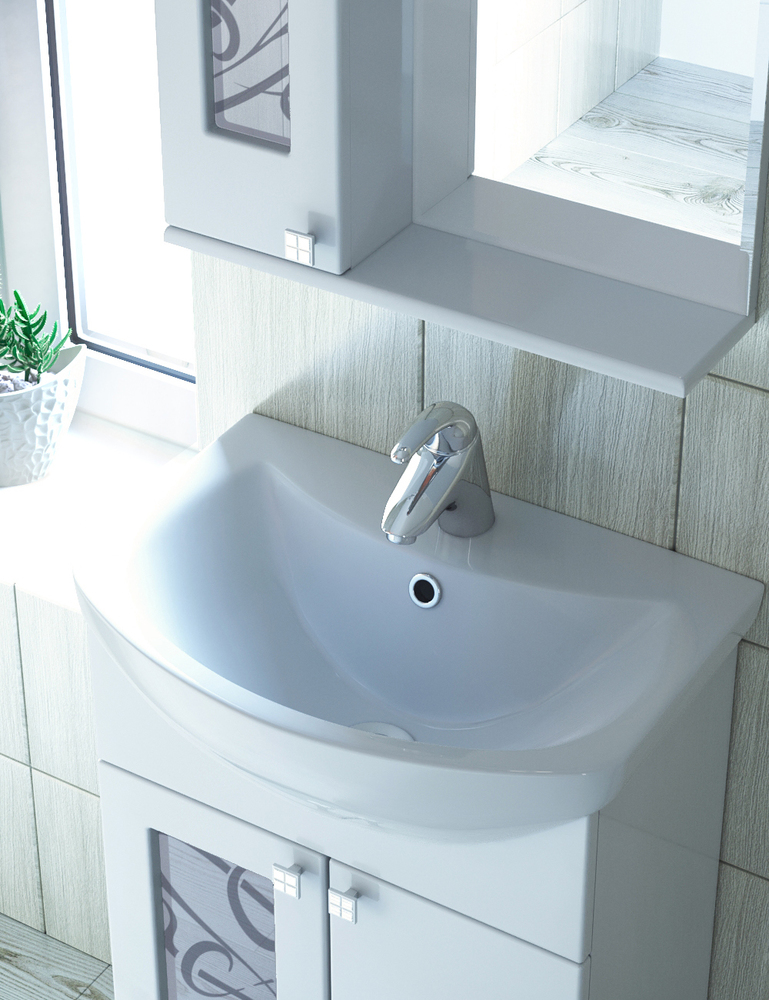 Зеркало Provans 550 (левый) со спотом550⨉150⨉700 мм белый VIGO sun-id-665181 - Вид №3