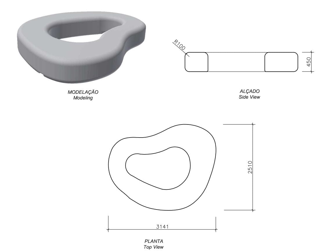 Низкая бетонная плантатор amop Cell_Forms ARCH-00012061 - Вид №2
