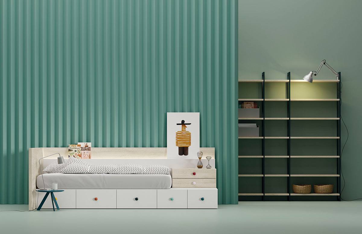 103572 Детская спальня с кроватью с изголовьем Paralex La Grama Kubox Santreyd