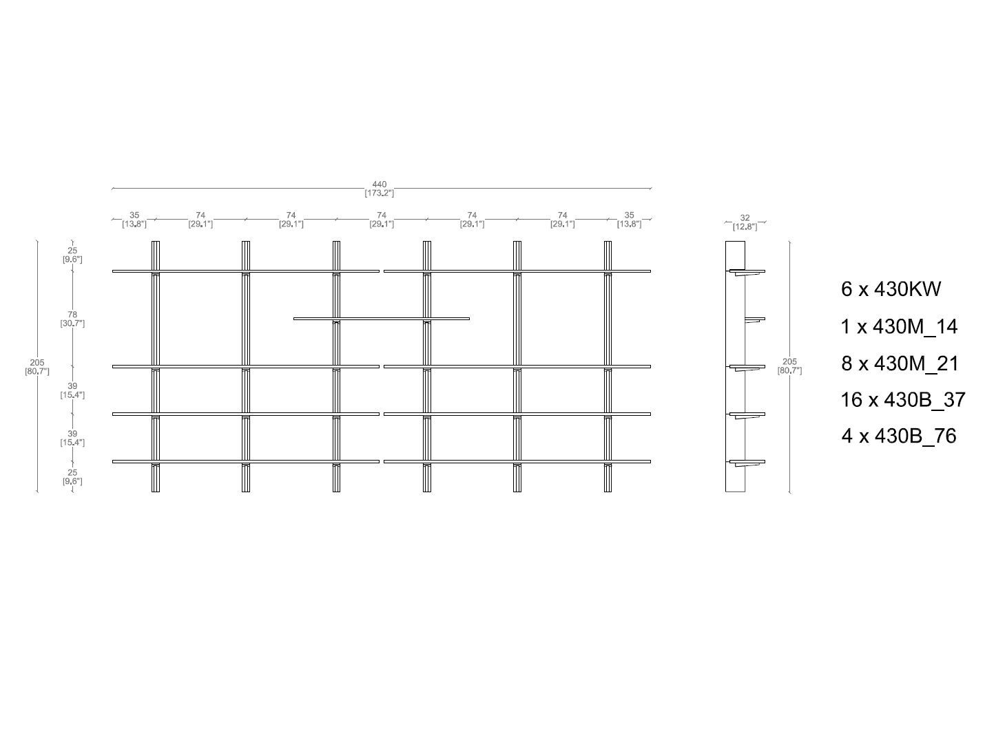 Настенный книжный шкаф из массива дерева CASSINA FF. SPINE ARCH-00040361 - Вид №5