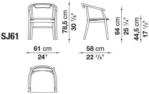 B&B Italia Стул из дерева и кожи с подлокотниками Jens Sj61/sj61b - Вид №2