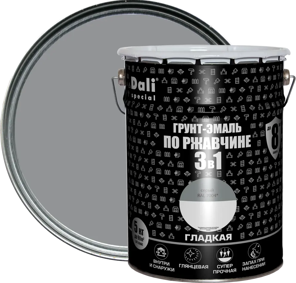 Грунт-эмаль 3 в 1 DALI - защита металла от коррозии 84584238