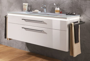 WUA381D1M(722/161) Puris Cool line, тумба под раковину из минерального литья 1200 мм, цвет белый высокоглянцевый