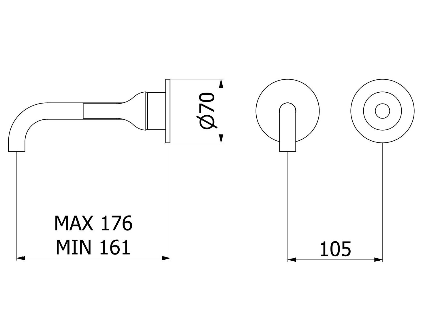 Настенный однорычажный смеситель для раковины IB Batlò ARCH-00117727 - Вид №2