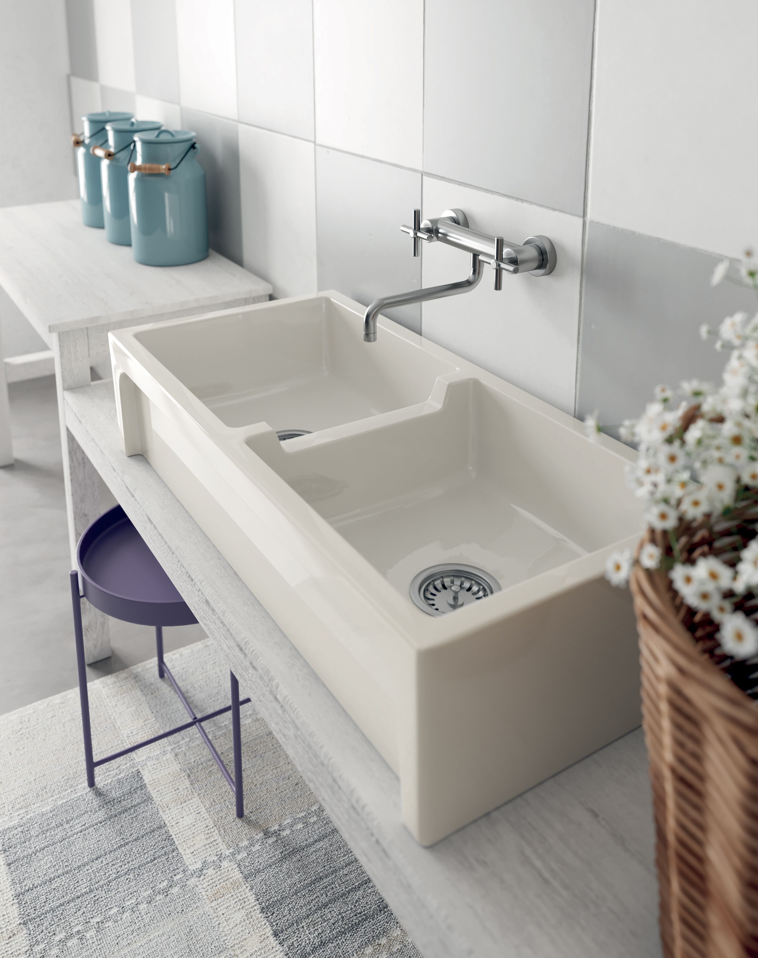 Полностью керамическая толстая двойная реверсивная раковина Galassia Kitchen ARCH-00096877 - Вид №1