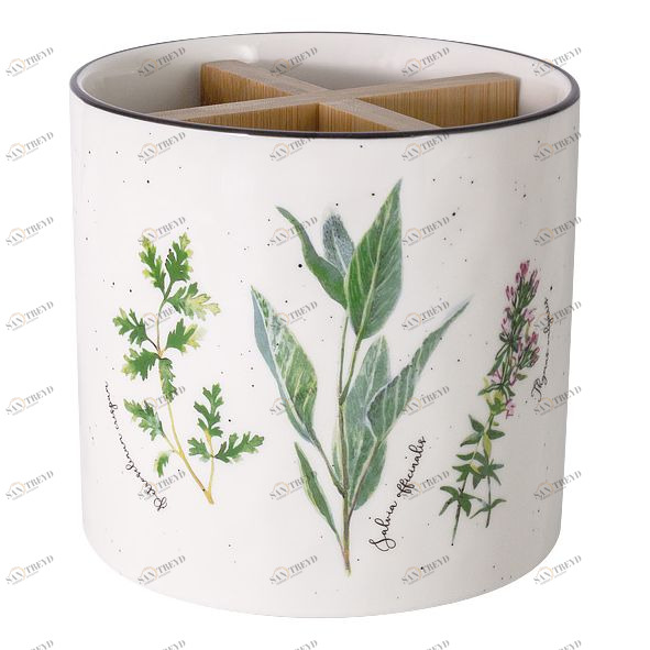 Подставка фарфоровая для кухонных приборов белая Herbarium EASY LIFE HERBARIUM 00-3946455 Белый 