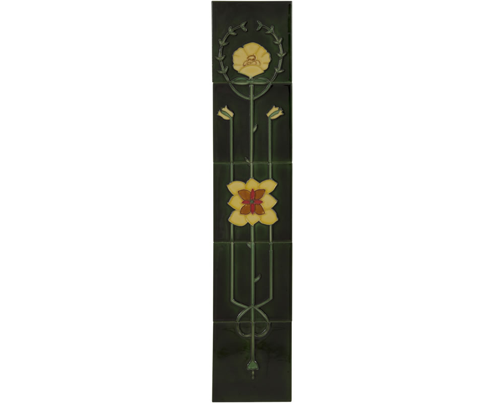 LGC016 Набор из 10 4 желтых цветов на зеленой плитке Сarronheating 