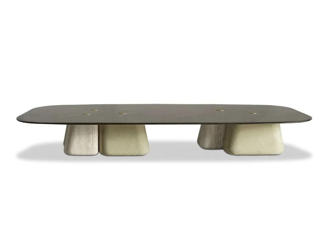 Низкий прямоугольный стеклянный журнальный столик Baxter Fany ARCH-00048999