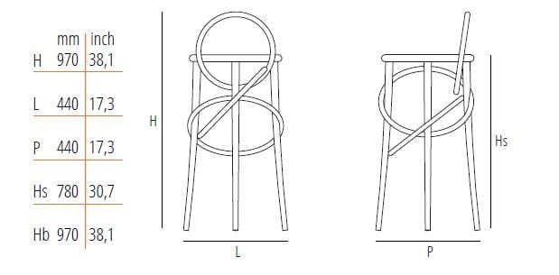 Высокий деревянный барный стул Wiener GTV Design CIRQUE ARCH-00149585 - Вид №8