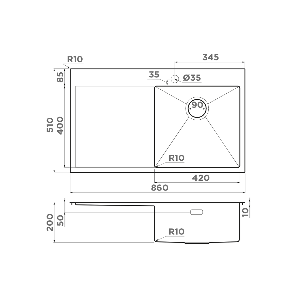 Кухонная мойка Akisame 86 IN-R OMOIKIRI 4993763 - Вид №4