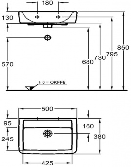 272151000 Подвесная раковина настенная прямоугольная Keramag  - Вид №1