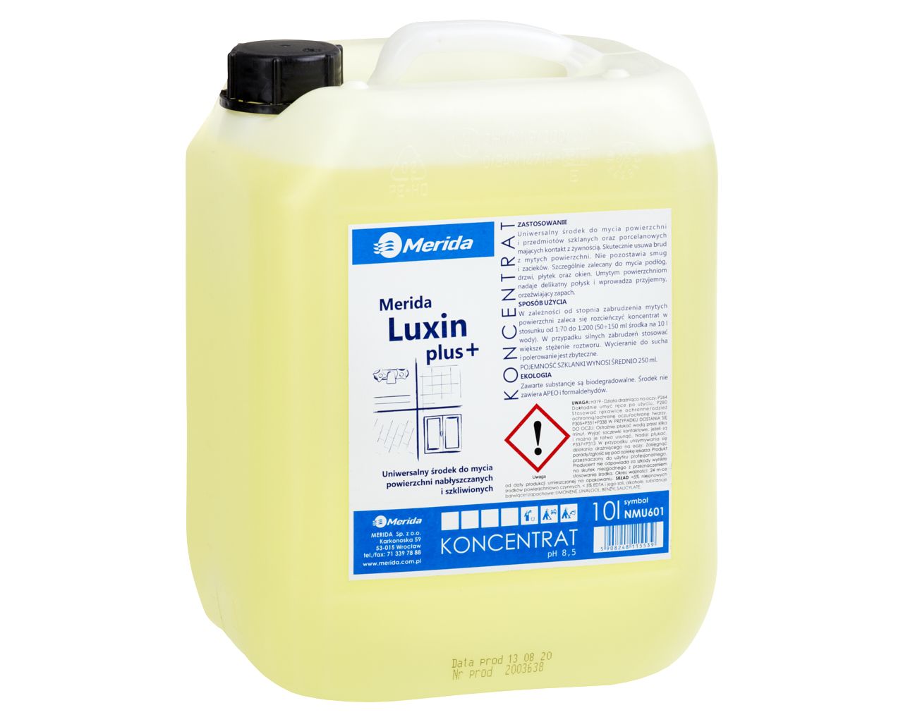 NMU601 LUXIN PLUS универсальное средство для мытья глянцевых и глазурованных поверхностей, канистра 10л Merida 