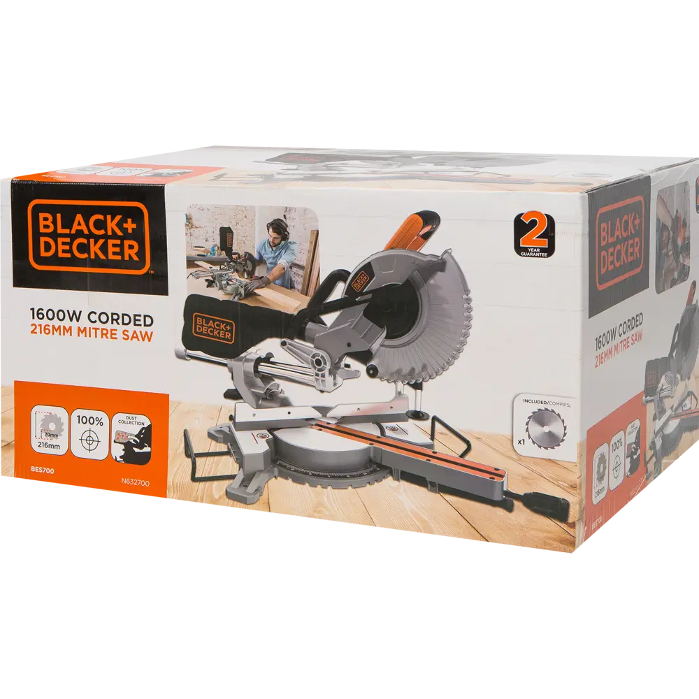 Пила торцовочная Black&Decker BES700-QS, 1600 Вт, 216 мм BLACK + DECKER STLM-2057901 - Вид №7