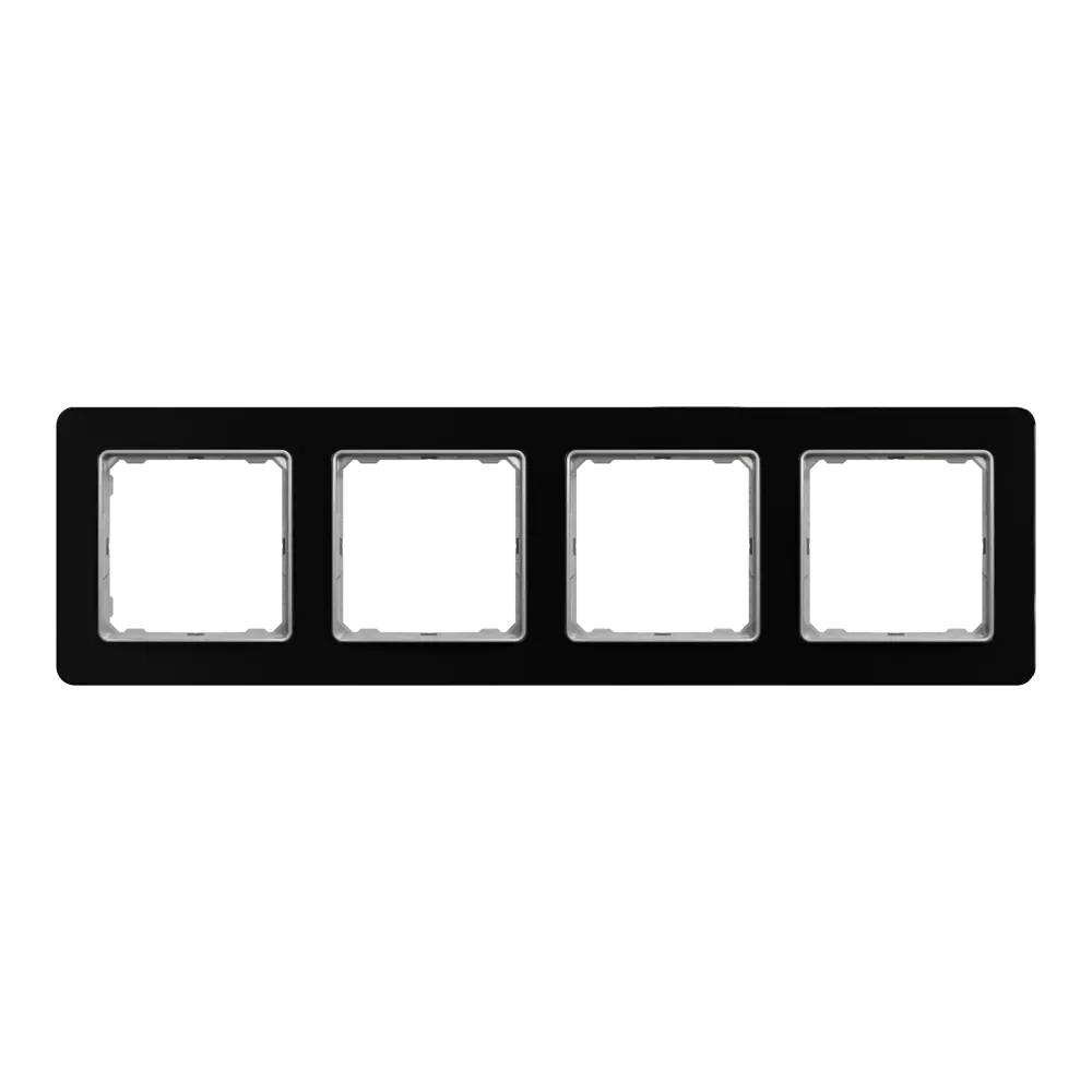 Рамка для розеток и выключателей Systeme Electric Sedna Design 4 поста, цвет чёрное стекло STLM-2103917