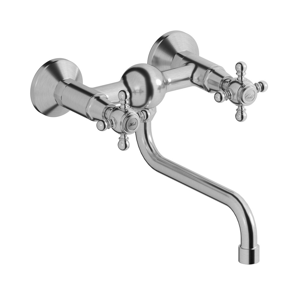 Настенный смеситель для кухни с 2 ручками WE ARE IB hr372ss Brushed Nickel Kitchen