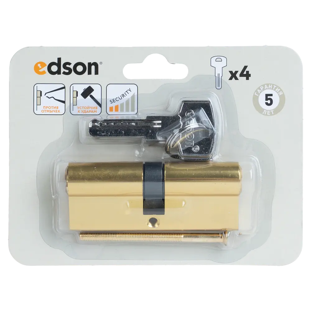 Цилиндр EDS-CYL 40x40 мм ключ/ключ цвет латунь 89404636 STLM-2165160 EDSON  - Вид №4