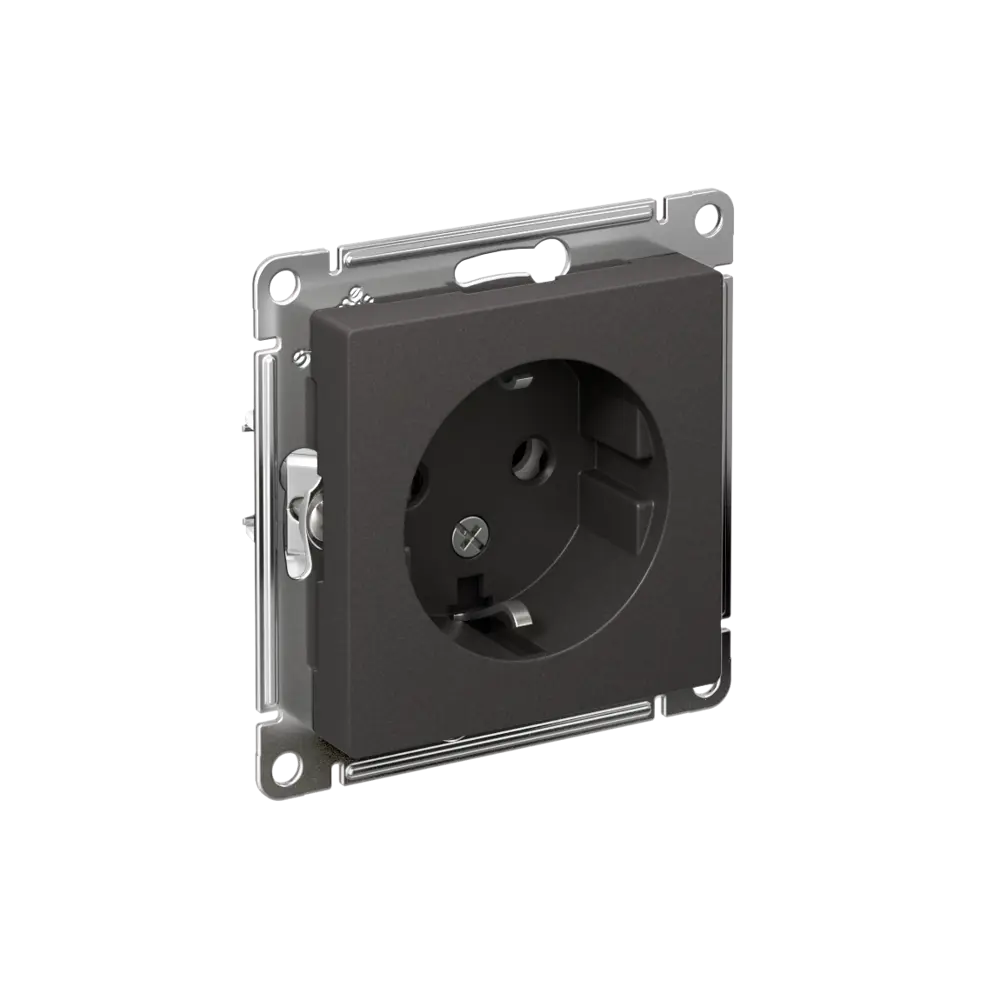 Розетка встраиваемая Systeme Electric AtlasDesign с заземлением цвет базальт STLM-2165088