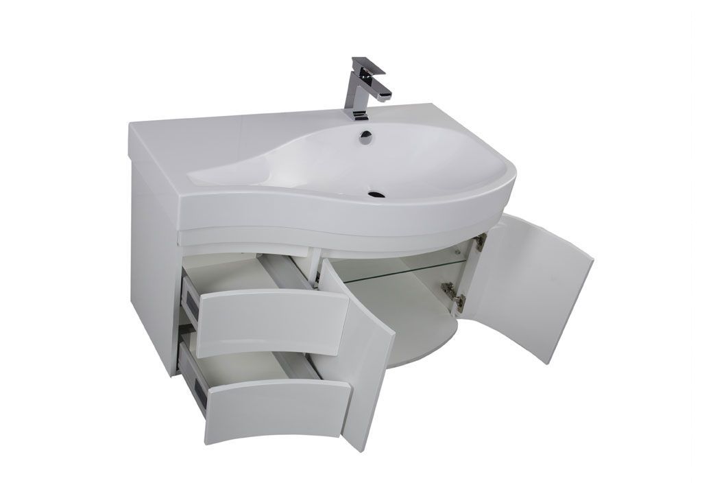 Тумба с раковиной Aquanet Сопрано 95 R белый (2 дверцы 2 ящика) 0016963300169396 - Вид №3