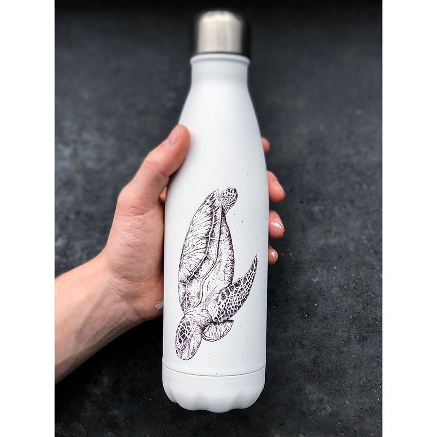 Термос 500 мл черно-белый Sea Life Turtle CHILLY'S BOTTLES ДИЗАЙНЕРСКИЕ 00-3948026 Белый;черный  - Вид №1