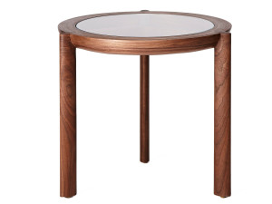 Круглый деревянный и стеклянный журнальный столик