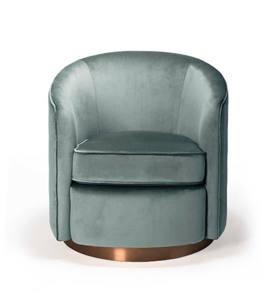 Ethnicraft Вращающееся кресло, обитое бархатом, с подлокотниками  20130  - Вид №2