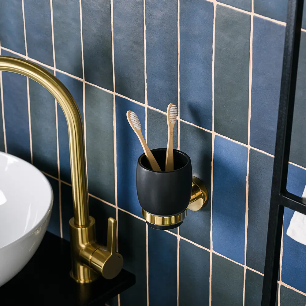Стакан для зубных щеток Moroshka Oro Nero металл цвет чёрный/золотой STLM-2112045 - Вид №6