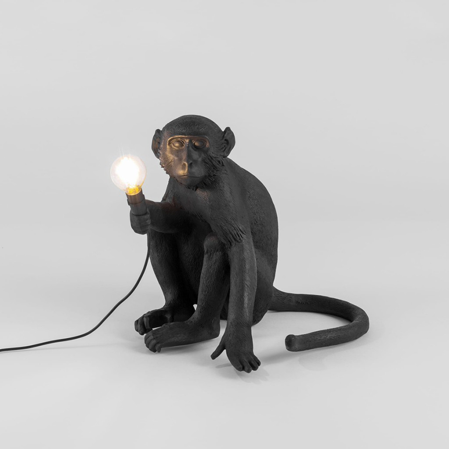 Светильник Monkey Lamp Sitting, черный Seletti 14922 - Вид №1