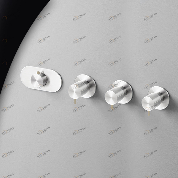 Термостат для душа глянцевая сталь с бежевой ручкой Toki Radomonte TKI56LCIL28