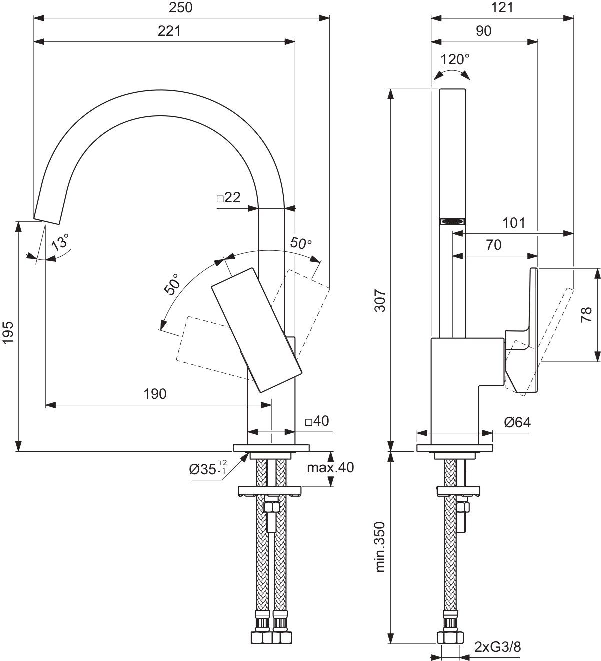 Смеситель для раковины Ideal Standard Экстра ARCH-00033628 - Вид №12