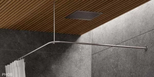 DSE900K45 L-образный карниз для душевой занавески, 90 x 90 см, для приклеивания к стене PHOS