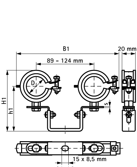 3393218 Крепление для труб  BIS Duplo KSB1 Двойные хомуты с epdm для труб отопления WALRAVEN  - Вид №1