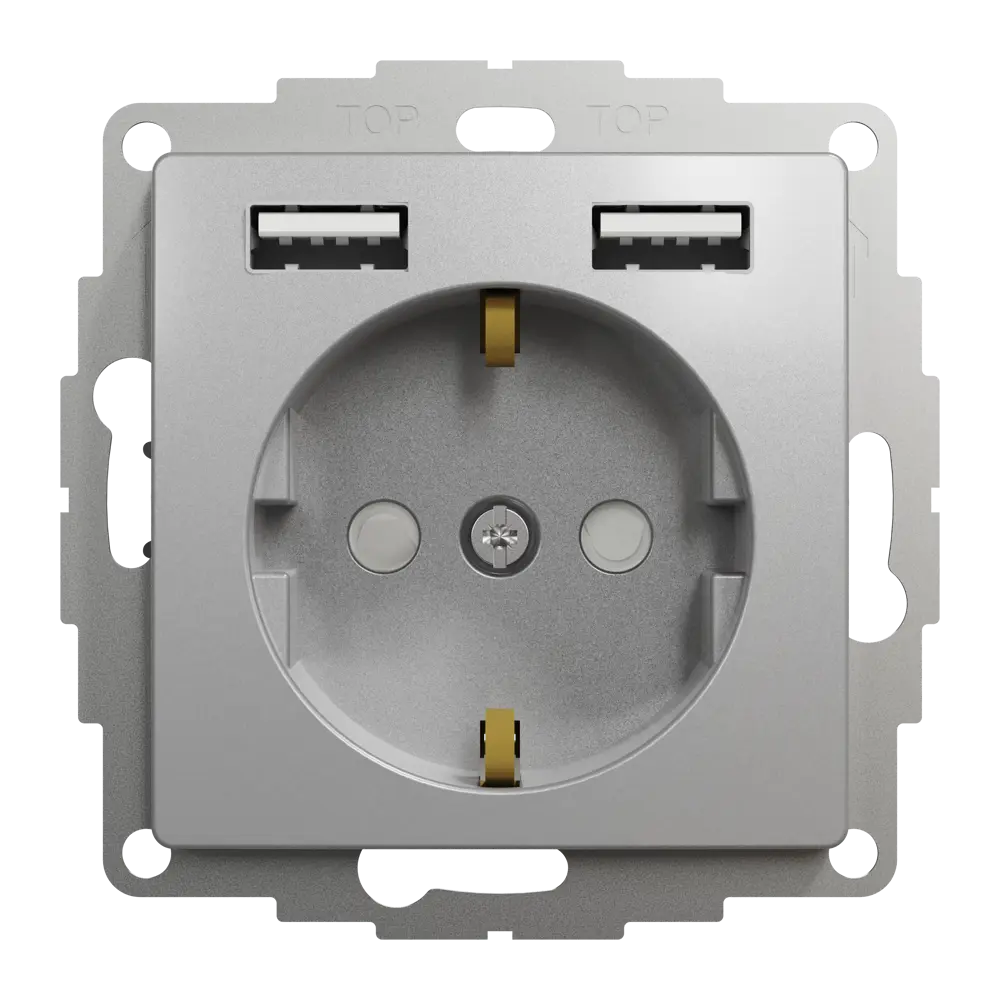 Розетка встраиваемая Systeme Electric Sedna Design  с заземлением разъем USB, цвет алюминий STLM-2018911