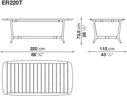 Прямоугольный садовый стол из тикового дерева B&B Italia Outdoor ARCH-00121005 - Вид №2
