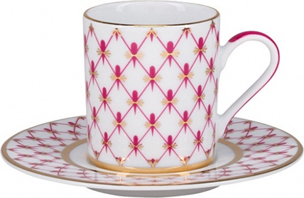 10611129 Императорский фарфоровый завод Чашка с блюдцем 100мл/14см "Сетка - Блюз" "Соло" Фарфор твердый 