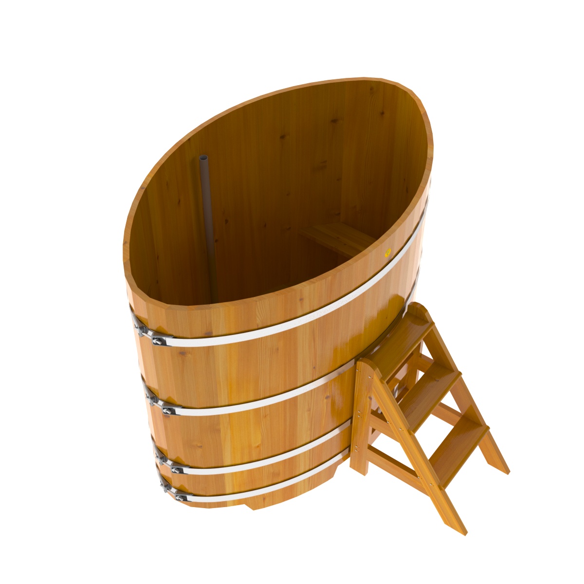 2292 Купель овальная из лиственницы Рустик 1,08х1,75х1,4 натуральная Alyarus  - Вид №2