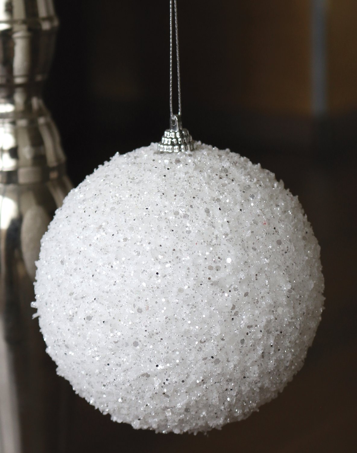 8833 796 a3 Растение-шар искусственный с глиттером, Ø 12 см, бело-серебристый H-andreas 